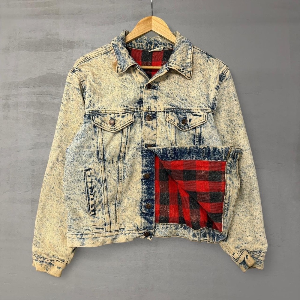 Vintage Bristol Blues Flannel Lined Trucker‎ Levi Style Denim 80s Jacket Large